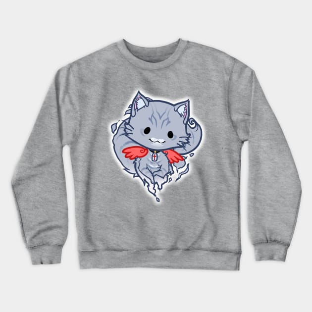 Halloween Chibi Winged Kitty - Grey Tabby Ghost Cat Crewneck Sweatshirt by theghostfire